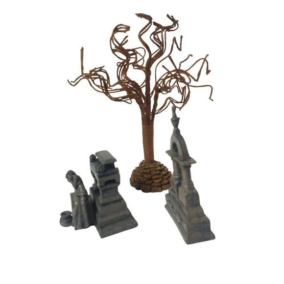 Lemax Miniature Gothic Tombstones & Tree Set For Dioramas 3D Printed - Picture 6 of 6